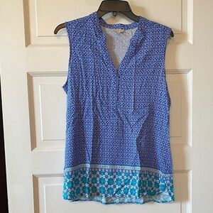 Talbots Blue and Teal Sleeveless Blouse